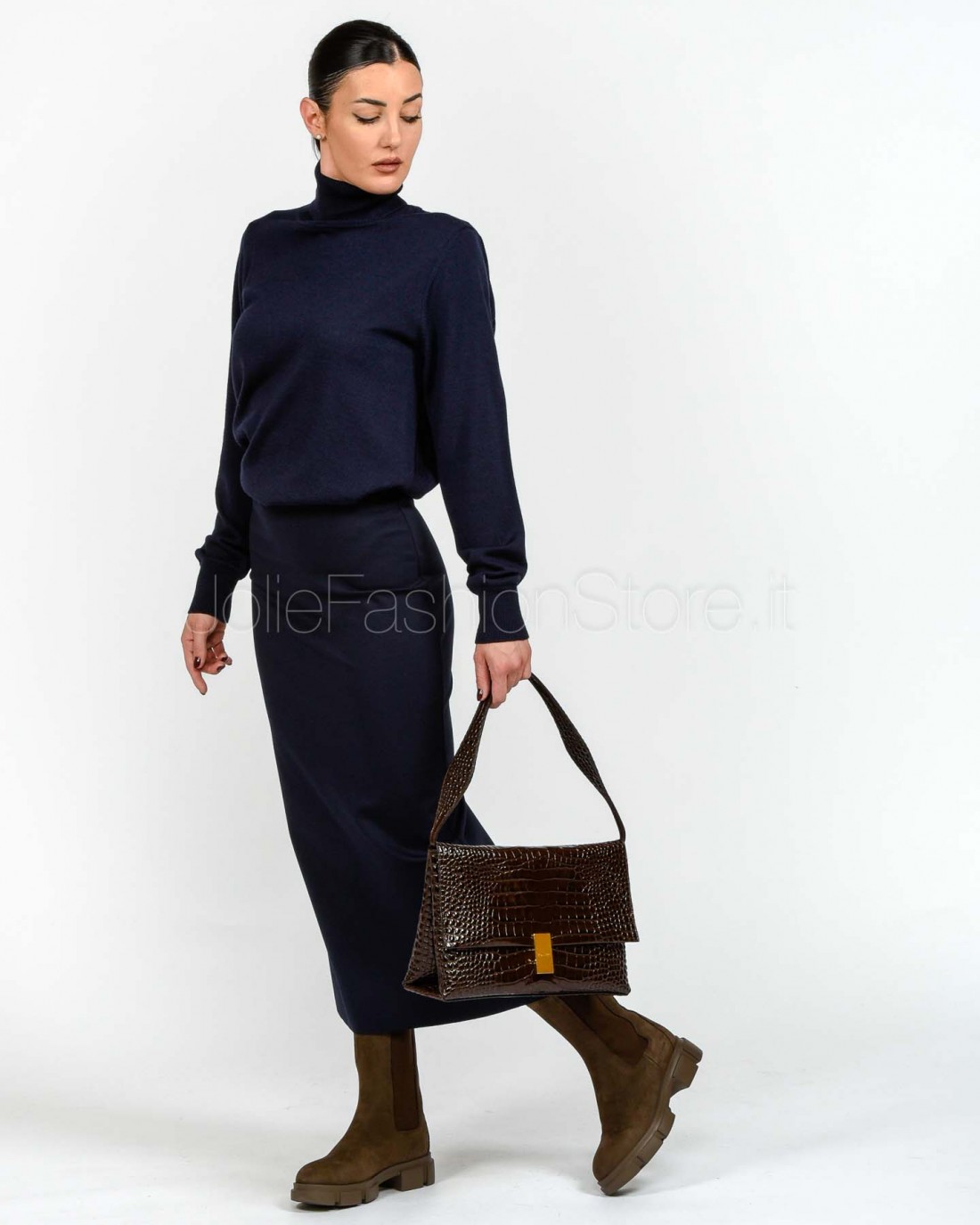 Meimeij Maglia Dolcevita in lana Vergine Blue Parisien  M5FZ51 BLUE