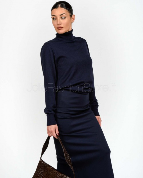 Meimeij Maglia Dolcevita in lana Vergine Blue Parisien  M5FZ51 BLUE