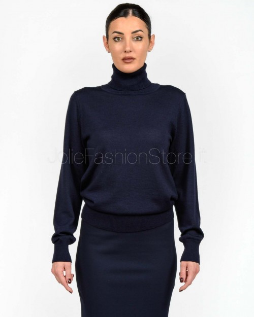 Meimeij Maglia Dolcevita in lana Vergine Blue Parisien  M5FZ51 BLUE