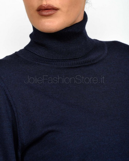 Meimeij Maglia Dolcevita in lana Vergine Blue Parisien  M5FZ51 BLUE