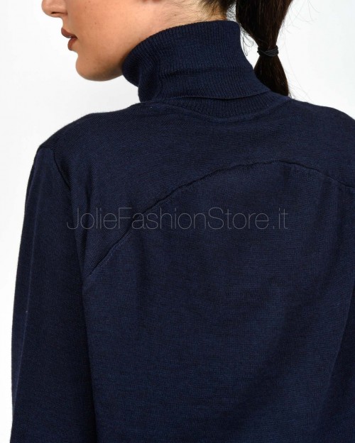 Meimeij Maglia Dolcevita in lana Vergine Blue Parisien  M5FZ51 BLUE