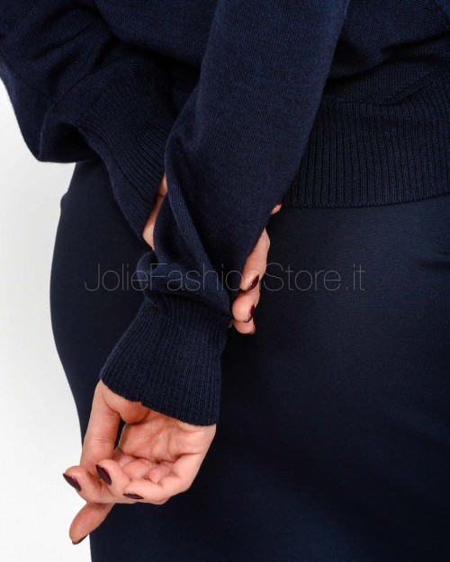 Meimeij Maglia Dolcevita in lana Vergine Blue Parisien  M5FZ51 BLUE