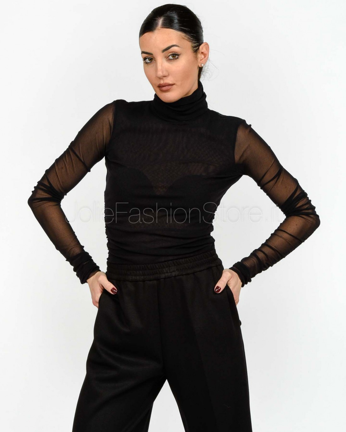 Meimeij Maglia Collo Alto Nero