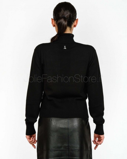 Patrizia Pepe Maglia Collo Alto Banda Lurex Nero  2K0340 KM36 K103