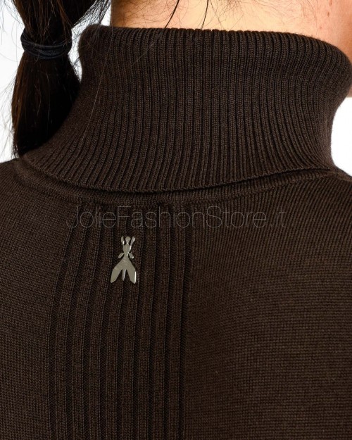 Patrizia Pepe Maglia Collo Alto Banda Lurex Deep Chocolate  2K0340 KM36 B856