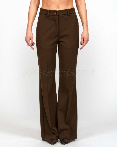 Solo Tre Pantalone Leggermente a Zampa Fondente  M1F0070 FONDENTE