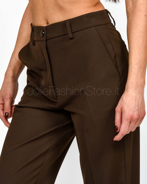 Solo Tre Pantalone Leggermente a Zampa Fondente  M1F0070 FONDENTE