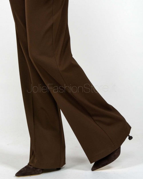 Solo Tre Pantalone Leggermente a Zampa Fondente  M1F0070 FONDENTE