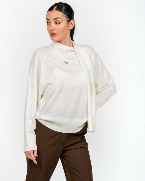 Meimeij Pullover con Motivo Foulard Latte  M5FZ07 LATTE