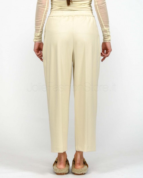 Meimeij Pantalone Con Elastico in Vita Bianco  M5FB02 LANA
