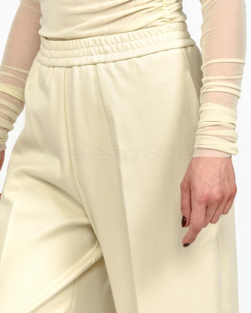 Meimeij Pantalone Con Elastico in Vita Bianco  M5FB02 LANA