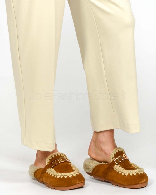 Meimeij Pantalone Con Elastico in Vita Bianco  M5FB02 LANA