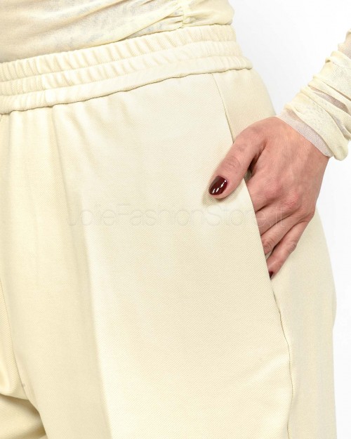 Meimeij Pantalone Con Elastico in Vita Bianco  M5FB02 LANA