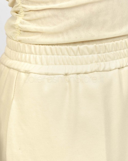 Meimeij Pantalone Con Elastico in Vita Bianco  M5FB02 LANA