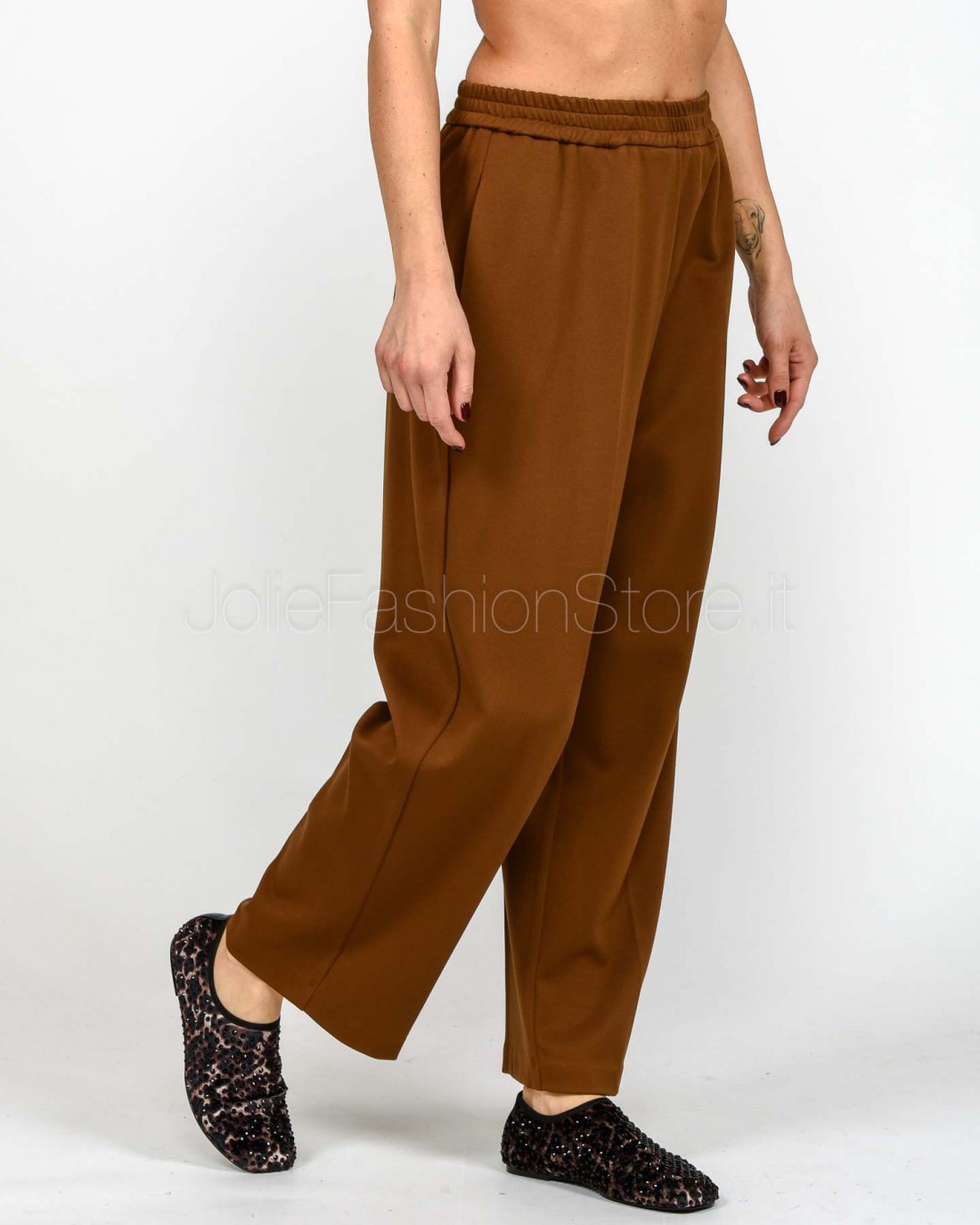 Meimeij Pantalone Con Elastico in Vita Tabacco  M5FB02 TABACCO