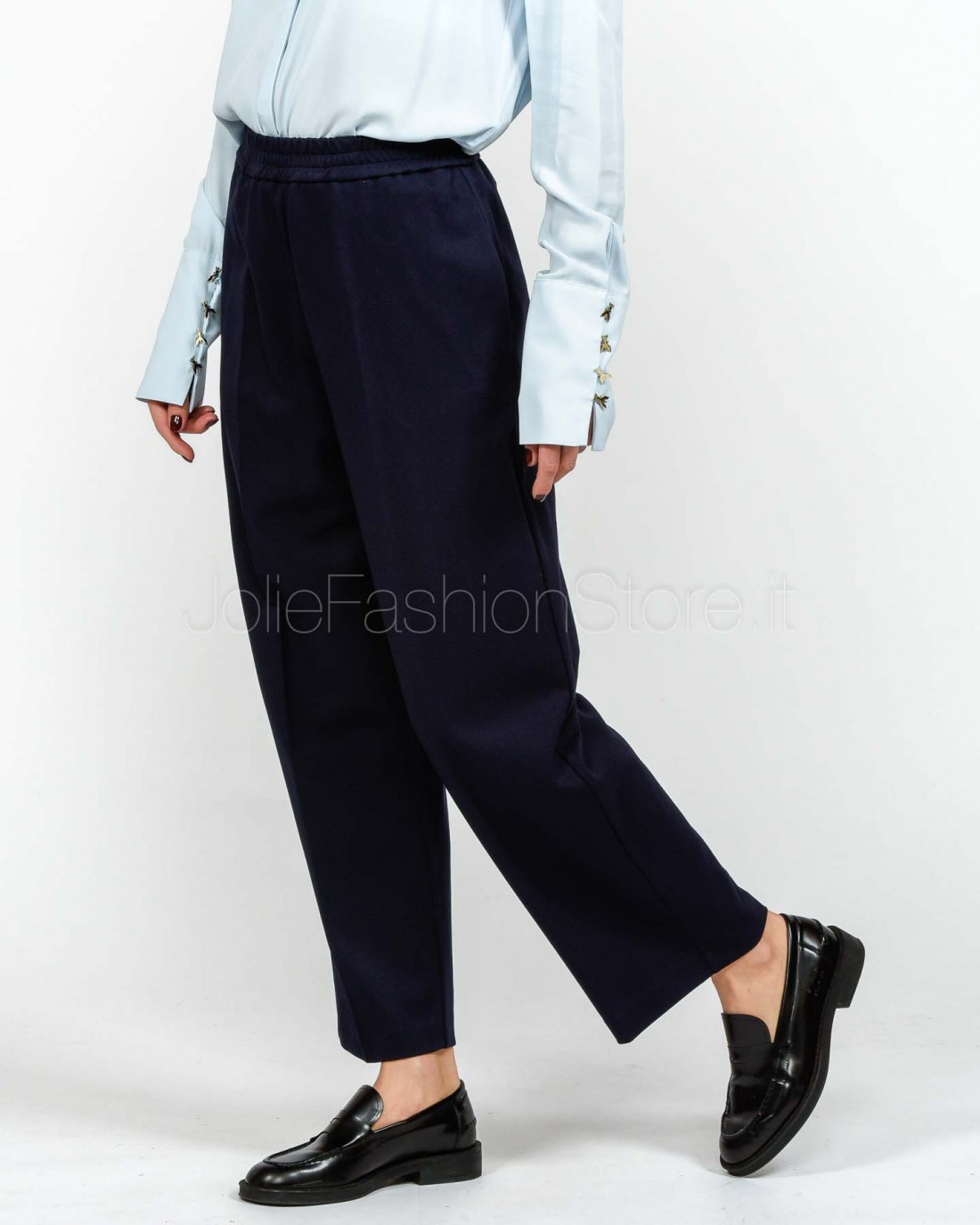 Meimeij Pantalone Con Elastico in Vita Blue Parisien  M5FB02 BLUE