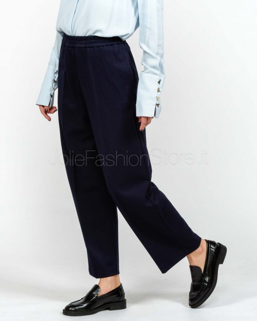 Meimeij Pantalone Con Elastico in Vita Blue Parisien