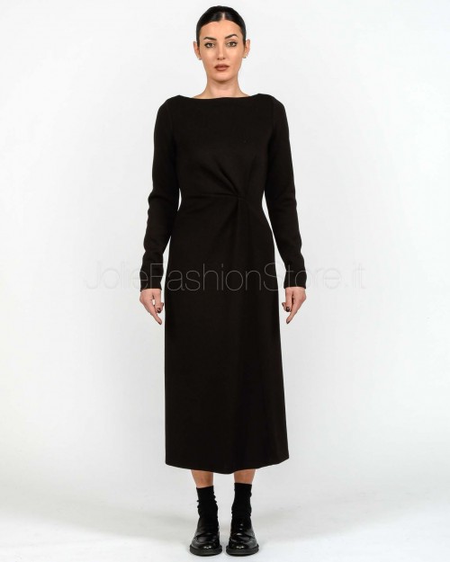 Meimeij Abito Midi con Drappeggio Nero  M5ID16 100