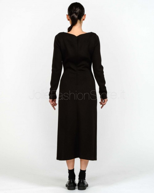 Meimeij Abito Midi con Drappeggio Nero  M5ID16 100