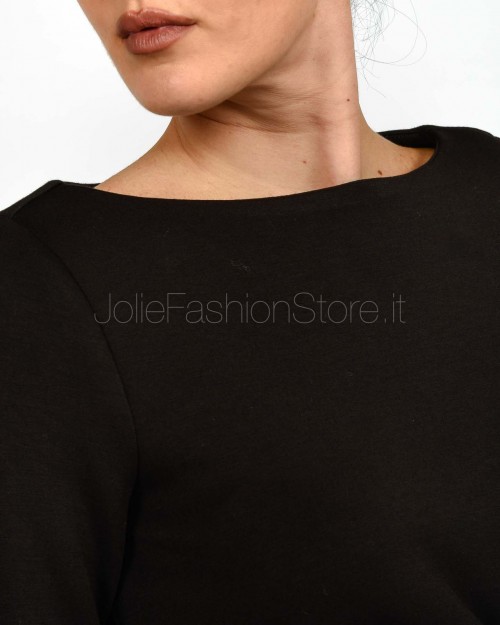 Meimeij Abito Midi con Drappeggio Nero  M5ID16 100