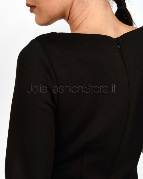 Meimeij Abito Midi con Drappeggio Nero  M5ID16 100