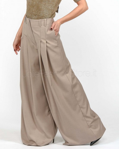 Marella Pantalone Con Piences Wide Leg in Levantina Poliviscosa Stretch Cachà  ASSO