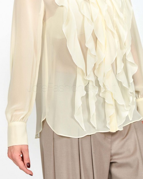 Marella Off White Shirt with Ruffles  PANDORO