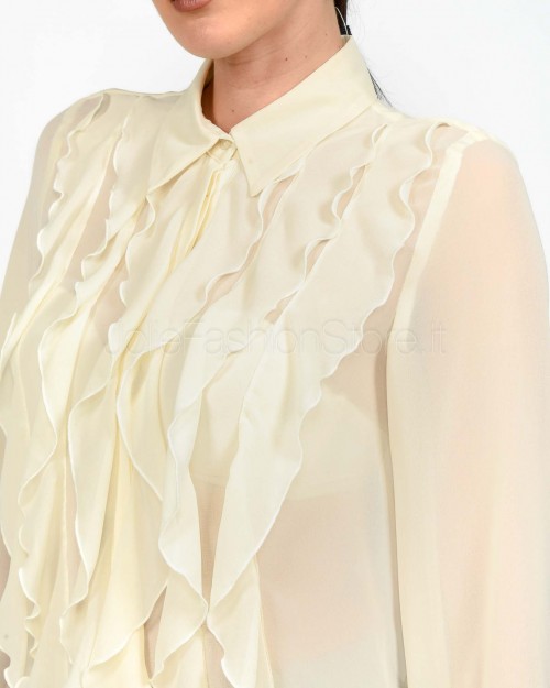 Marella Camicia Off White con Rouches  PANDORO
