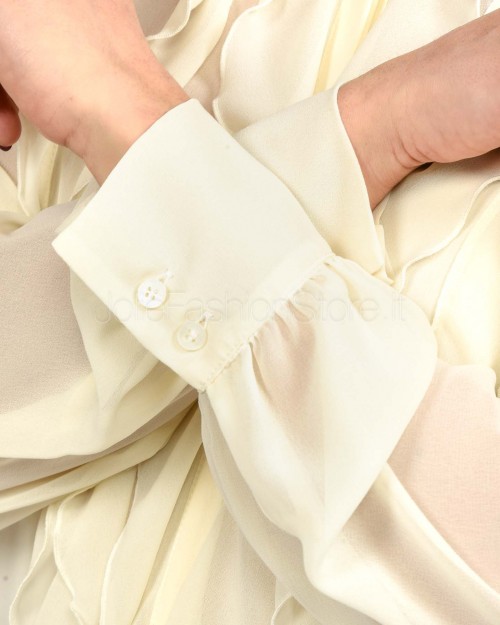 Marella Off White Shirt with Ruffles  PANDORO