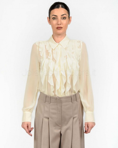 Marella Camicia Off White con Rouches  PANDORO