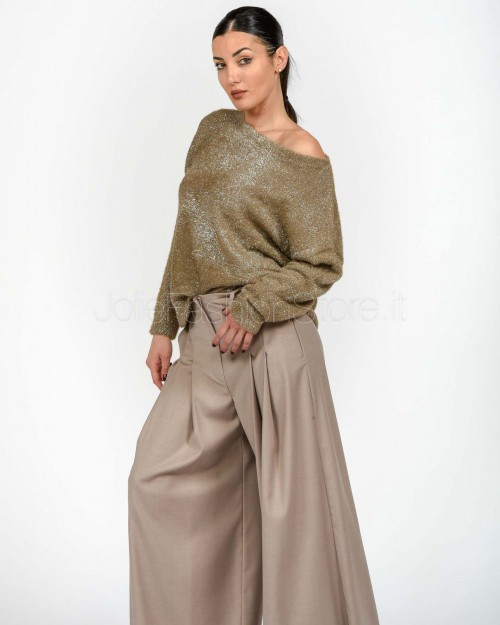 Marella Maglia Spalla Scesa in Filato Pelliccetta Beige  FATIMA