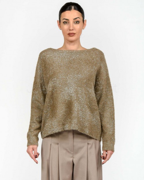 Marella Maglia Spalla Scesa in Filato Pelliccetta Beige  FATIMA