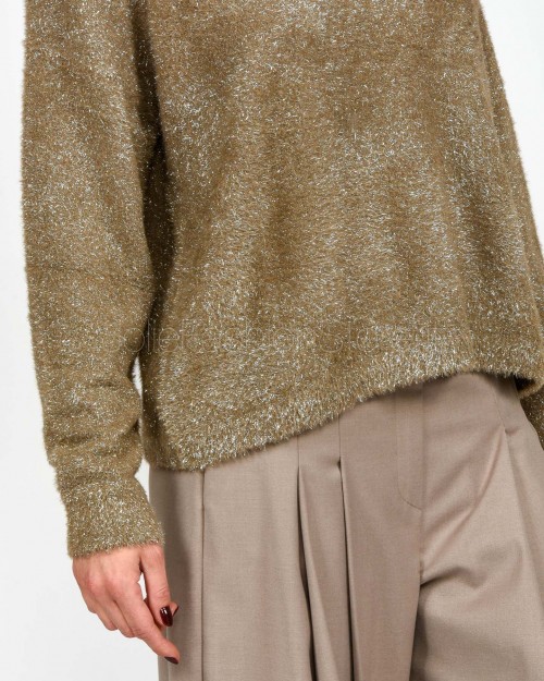 Marella Maglia Spalla Scesa in Filato Pelliccetta Beige  FATIMA
