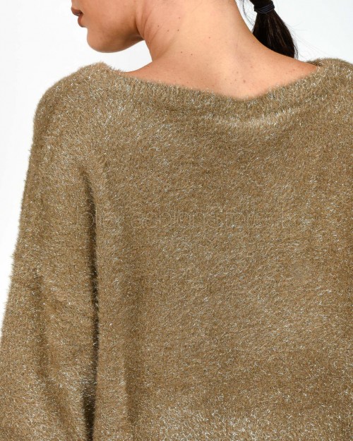 Marella Maglia Spalla Scesa in Filato Pelliccetta Beige  FATIMA