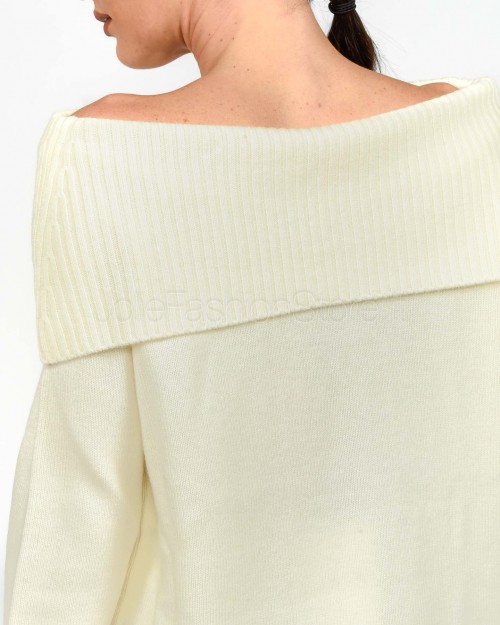 Marella Sweater with Schiffer Neckline and Raglan Sleeves in Cream  LAMBRO