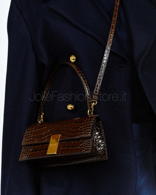 Mouliebre Crocodile Print Calfskin Bag Brown Model Nina  NINA COCCO BROWN