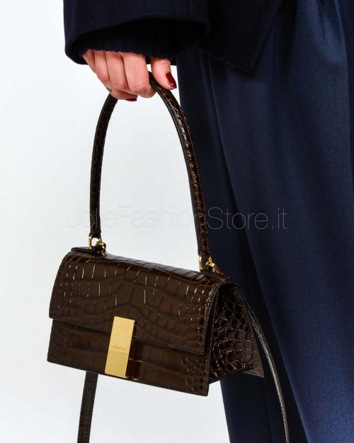 Mouliebre Crocodile Print Calfskin Bag Brown Model Nina  NINA COCCO BROWN