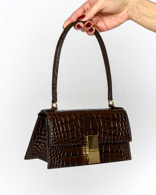 Mouliebre Crocodile Print Calfskin Bag Brown Model Nina  NINA COCCO BROWN
