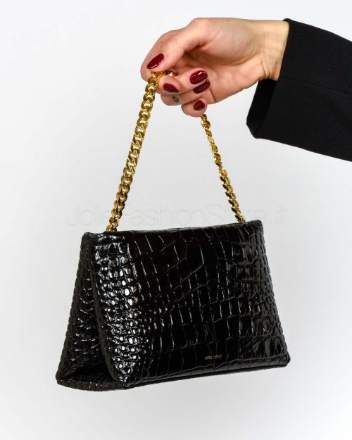 Mouliebre Borsa in Pelle Stampa Cocco Nero Modello Carlottina  CARLOTTINA COCCO BLACK