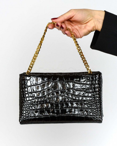 Mouliebre Borsa in Pelle Stampa Cocco Nero Modello Carlottina  CARLOTTINA COCCO BLACK