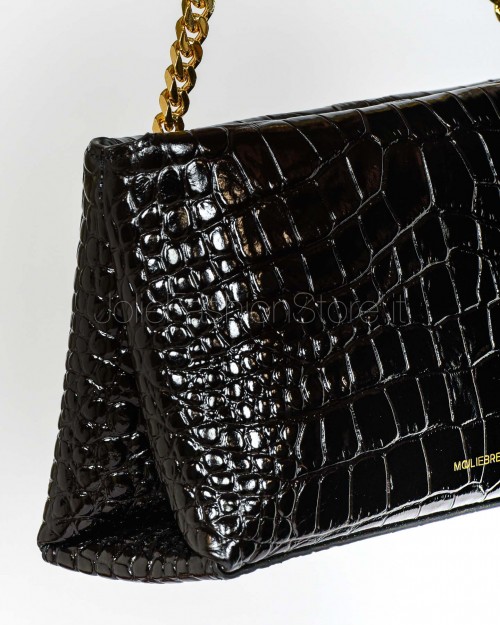 Mouliebre Borsa in Pelle Stampa Cocco Nero Modello Carlottina  CARLOTTINA COCCO BLACK