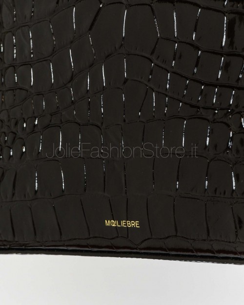 Mouliebre Borsa in Pelle Stampa Cocco Nero Modello Carlottina  CARLOTTINA COCCO BLACK