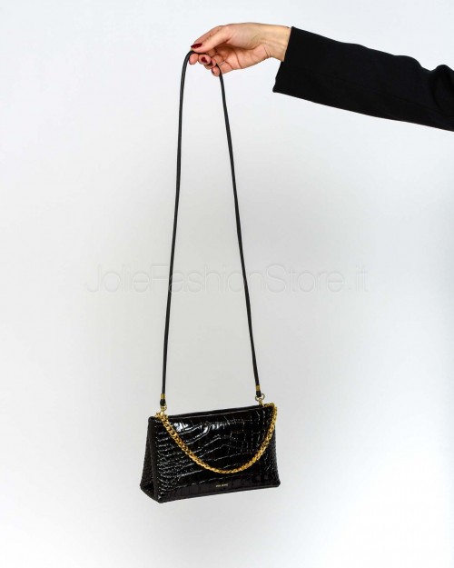 Mouliebre Borsa in Pelle Stampa Cocco Nero Modello Carlottina  CARLOTTINA COCCO BLACK