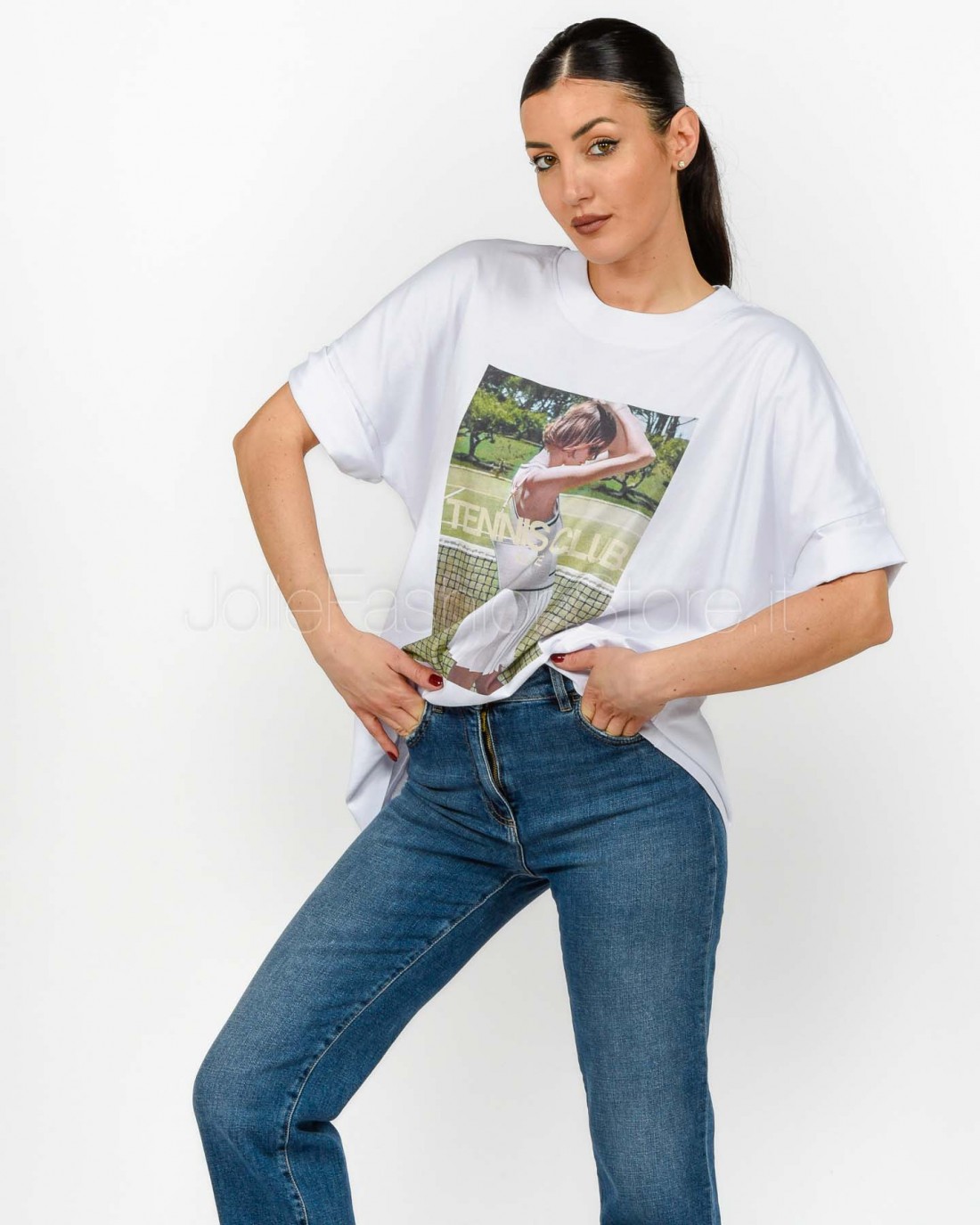 Elitè T-Shirt Over "Tennis Club" Bianco  TENNIS TS BIANCO