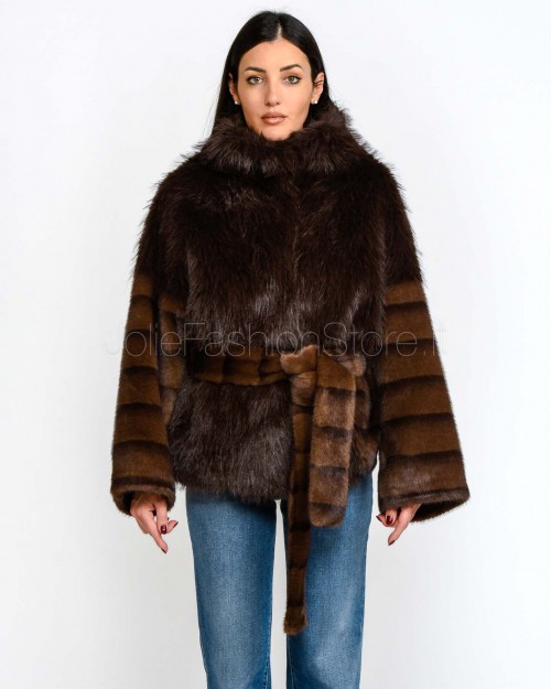 Bully Eco Pelliccia Brown Con Cintura  7238