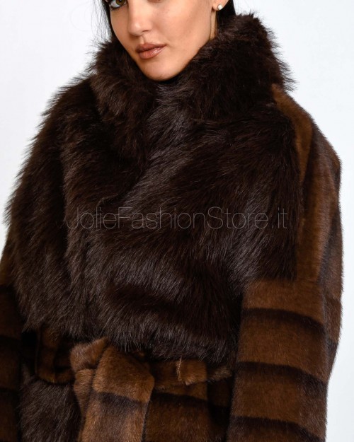 Bully Eco Pelliccia Brown Con Cintura  7238