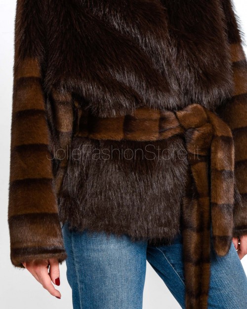 Bully Eco Pelliccia Brown Con Cintura  7238