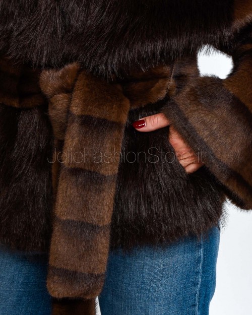 Bully Eco Pelliccia Brown Con Cintura  7238