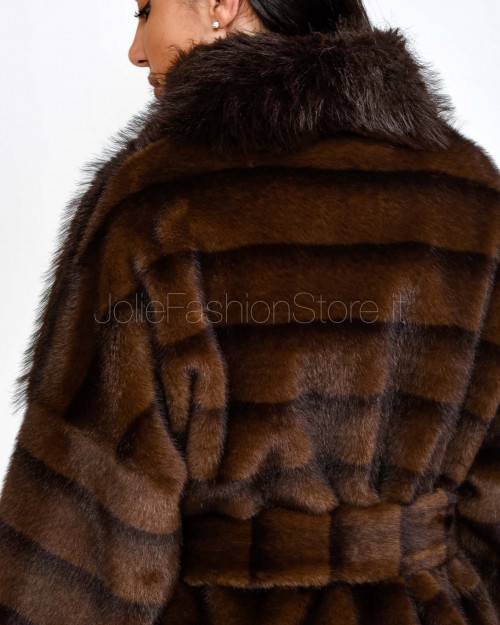 Bully Eco Pelliccia Brown Con Cintura  7238