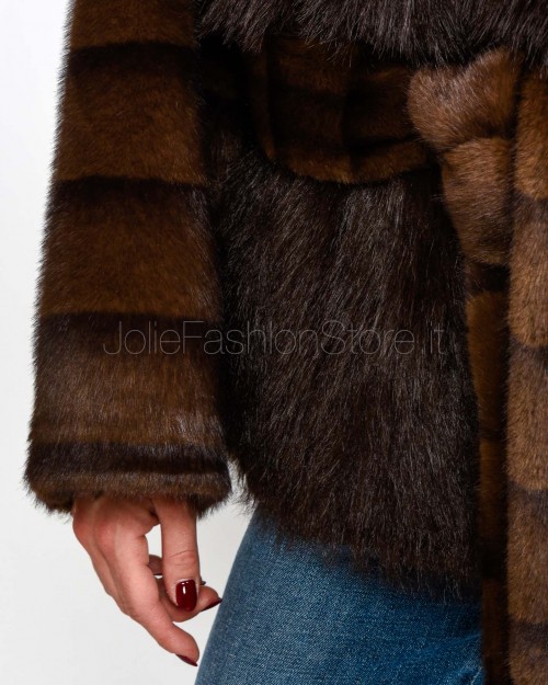 Bully Eco Pelliccia Brown Con Cintura  7238